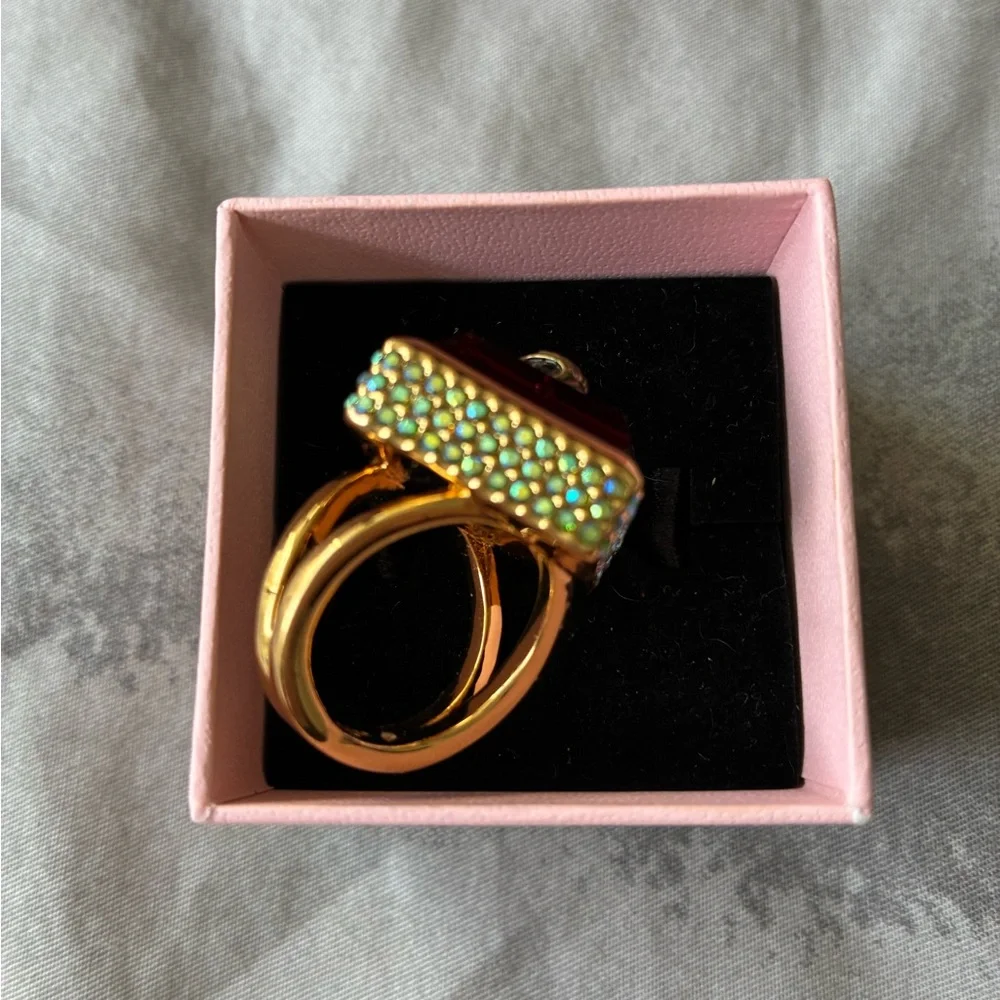 Kurt Geiger Pink and Gold Ring, size small 5-5.5 - Picture 6 of 13